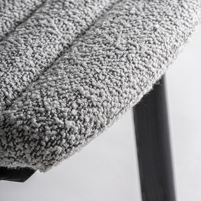 Scaun cu brațe din lemn negru cu șezut tapițat gri Jacquard [6]