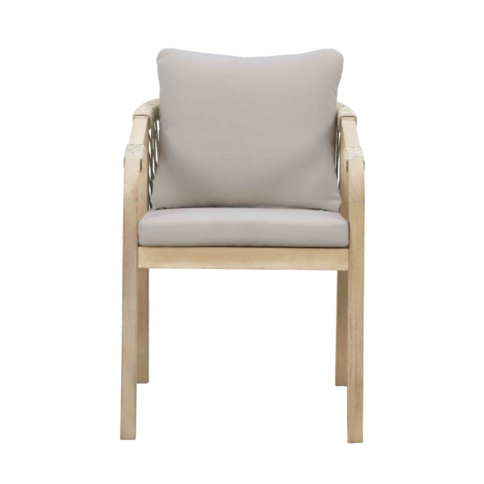 Scaun din lemn de acacia cu perne bej și detalii frânghie [3]