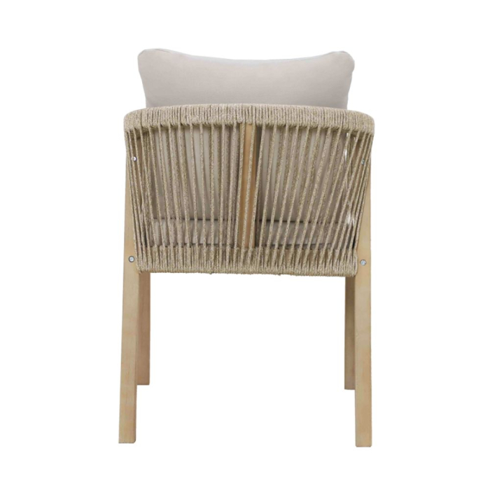 Scaun din lemn de acacia cu perne bej și detalii frânghie [4]
