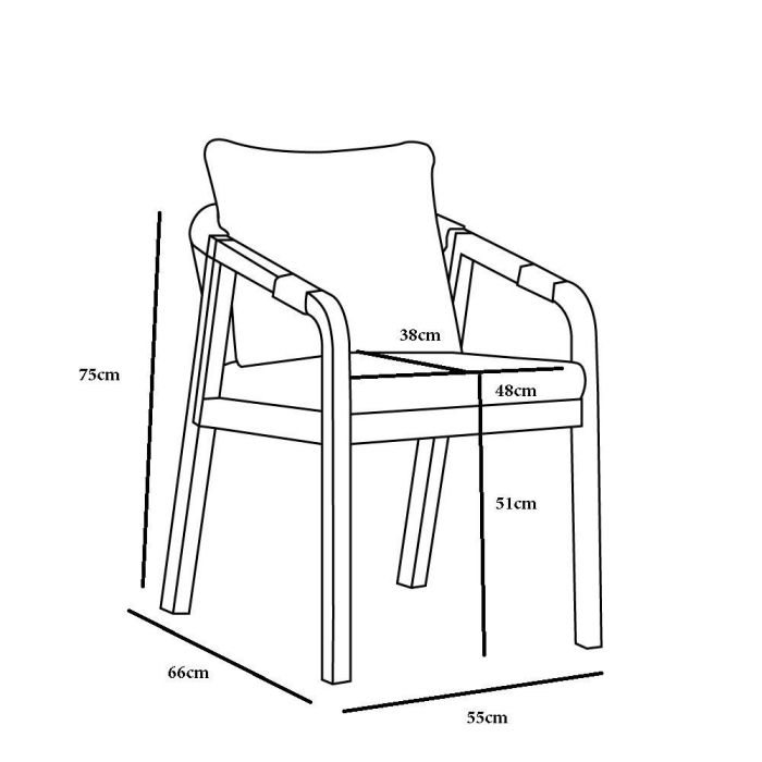 Scaun din lemn de acacia cu perne bej și detalii frânghie [7]