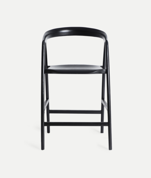 Scaun de bar din lemn de ulm negru cu design scandinav Hasloch [2]