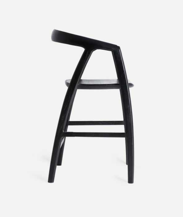 Scaun de bar din lemn de ulm negru cu design scandinav Hasloch [4]