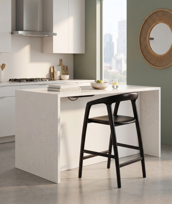 Scaun de bar din lemn de ulm negru cu design scandinav Hasloch [2]