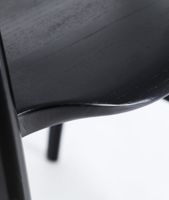 Scaun de bar din lemn de ulm negru cu design scandinav Hasloch [5]