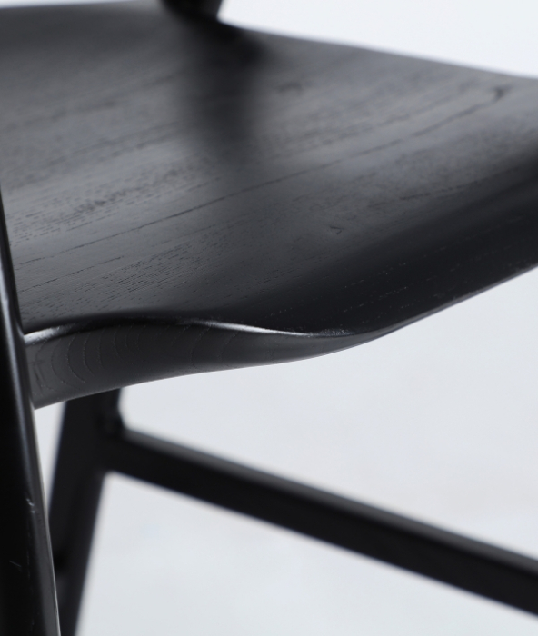 Scaun de bar din lemn de ulm negru cu design scandinav Hasloch [8]