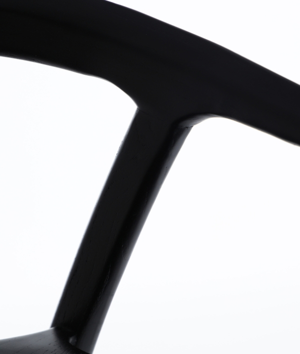 Scaun de bar din lemn de ulm negru cu design scandinav Hasloch [7]