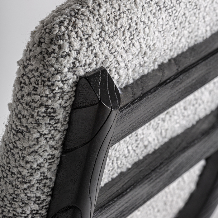 Scaun de bar din lemn negru cu șezut tapițat gri Jacquard [7]