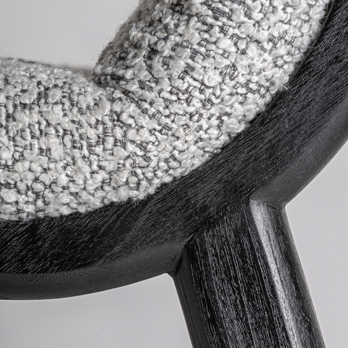 Scaun de bar din lemn negru cu șezut tapițat gri Jacquard [8]