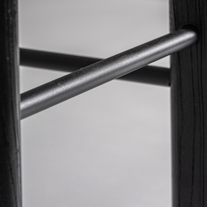 Scaun de bar din lemn negru cu șezut tapițat gri Jacquard [6]