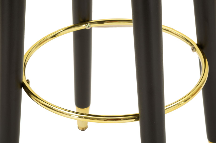 Scaun de bar tapițat crem cu picioare negre și detalii aurii design elegant [7]