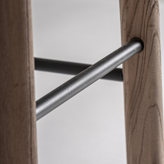 Scaun de bar tapitat din lemn de ulm cu spătar curbat Jacquard [9]