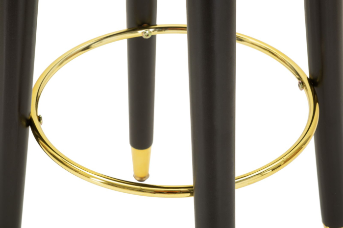 Scaun de bar tapițat negru cu picioare negre și detalii aurii design elegant [5]