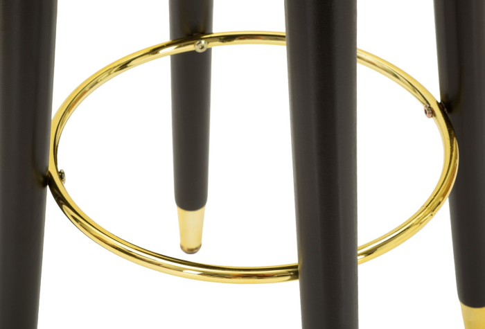 Scaun de bar tapițat verde petrol cu picioare negre și detalii aurii design modern [6]