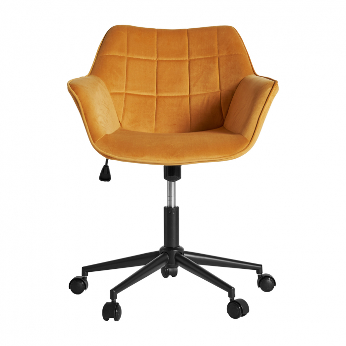 Scaun birou Art Deco catifea mustar|Scaune birou elegante [2]