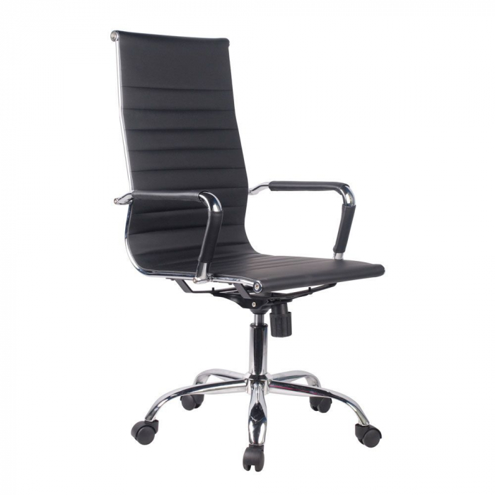 Scaun birou negru piele ecologică crom Carol [1]