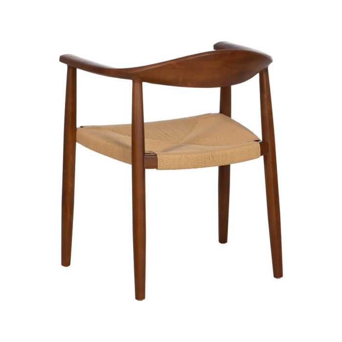 Scaun dining cu brațe lemn fag șezut sfoară împletit manual, stil danez, 63×44×77,5 cm, maro/natur [5]