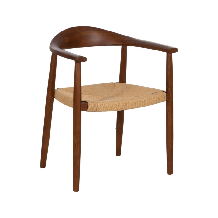 Scaun dining cu brațe lemn fag șezut sfoară împletit manual, stil danez, 63×44×77,5 cm, maro/natur [3]