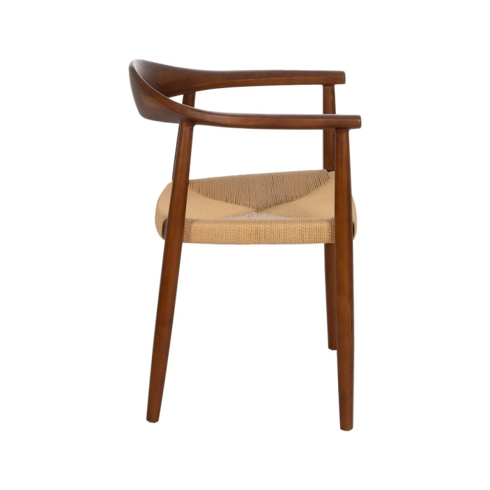 Scaun dining cu brațe lemn fag șezut sfoară împletit manual, stil danez, 63×44×77,5 cm, maro/natur [4]