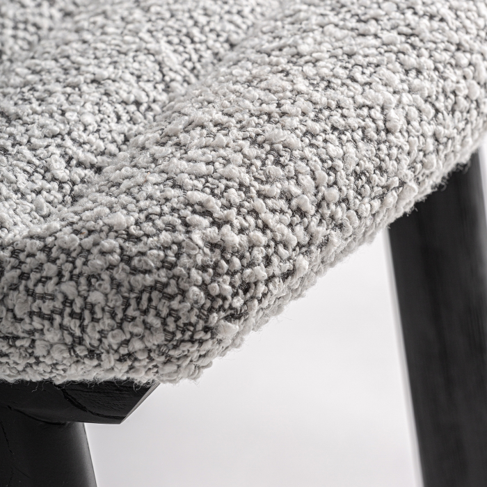 Scaun de dining din lemn negru cu șezut tapițat gri Jacquard [6]