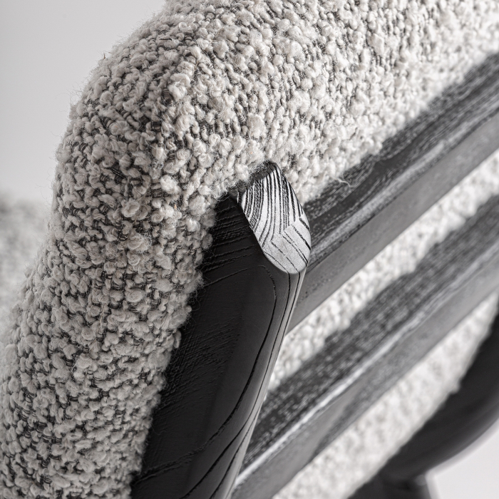 Scaun de dining din lemn negru cu șezut tapițat gri Jacquard [8]