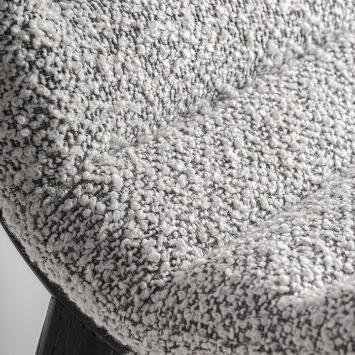 Scaun de dining din lemn negru cu șezut tapițat gri Jacquard [5]