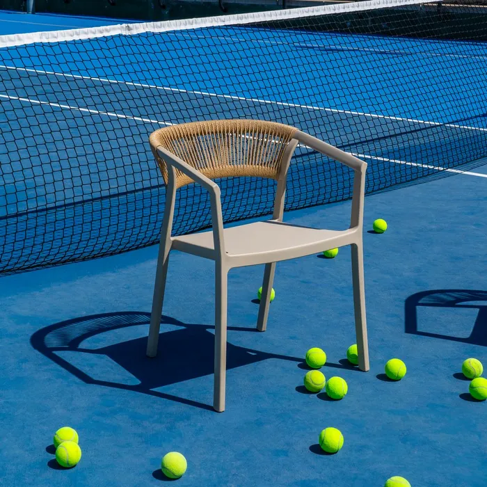 Scaun stivuibil de exterior din polipropilenă cu spătar împletit [2]