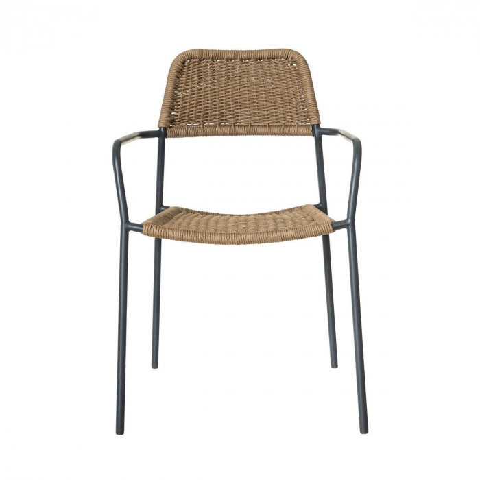 Scaun Milos Charcoal Coffee – mobilier boho industrial pentru terase rustice, restaurante mediteraneene și grădini naturale [4]