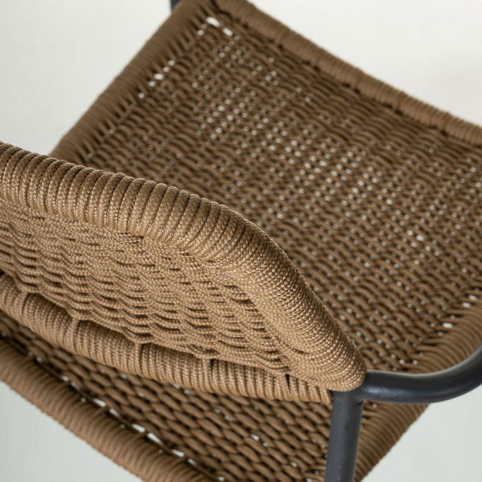 Scaun Milos Charcoal Coffee – mobilier boho industrial pentru terase rustice, restaurante mediteraneene și grădini naturale [8]