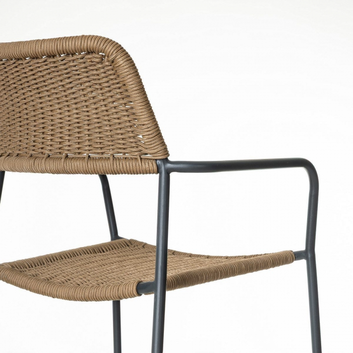 Scaun Milos Charcoal Coffee – mobilier boho industrial pentru terase rustice, restaurante mediteraneene și grădini naturale [7]