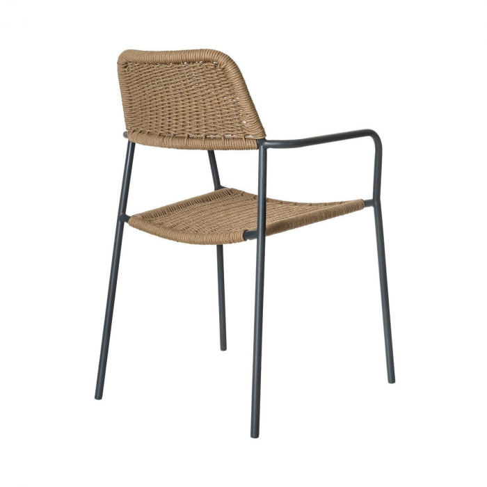 Scaun Milos Charcoal Coffee – mobilier boho industrial pentru terase rustice, restaurante mediteraneene și grădini naturale [3]