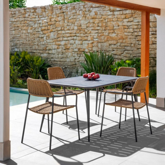 Scaun Milos Charcoal Coffee – mobilier boho industrial pentru terase rustice, restaurante mediteraneene și grădini naturale [10]