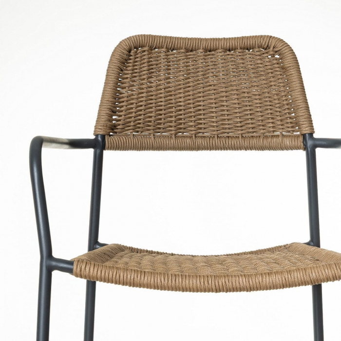 Scaun Milos Charcoal Coffee – mobilier boho industrial pentru terase rustice, restaurante mediteraneene și grădini naturale [6]