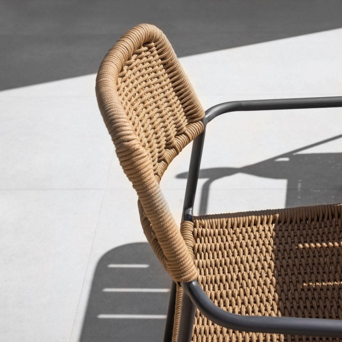 Scaun Milos Charcoal Coffee – mobilier boho industrial pentru terase rustice, restaurante mediteraneene și grădini naturale [11]