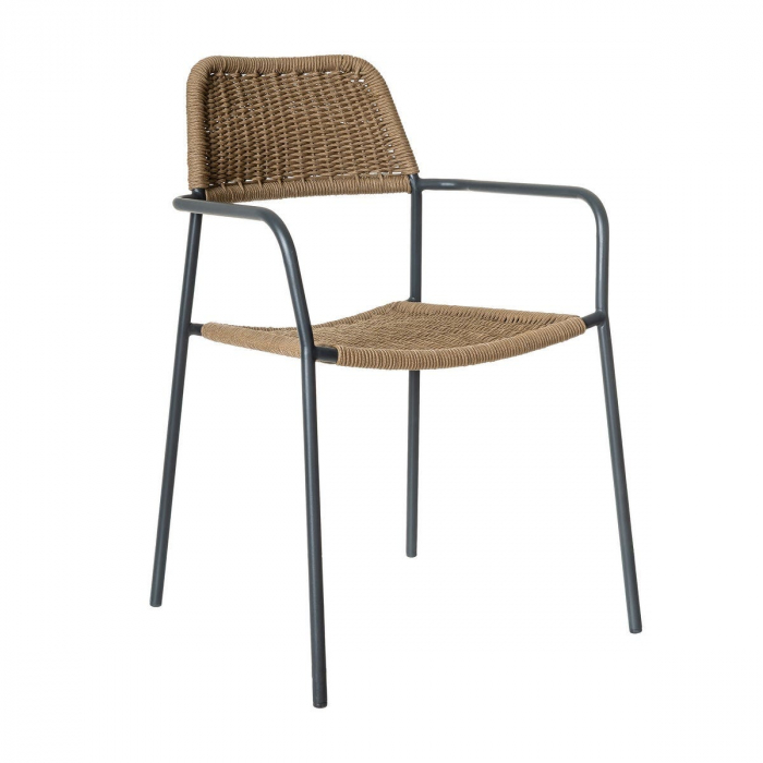 Scaun Milos Charcoal Coffee – mobilier boho industrial pentru terase rustice, restaurante mediteraneene și grădini naturale [1]