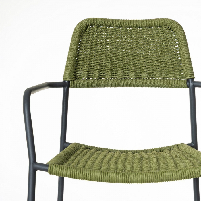Scaun Milos Charcoal Green – design eco-minimalist cu frânghie verde, ideal pentru terase sustenabile și spații boho [6]