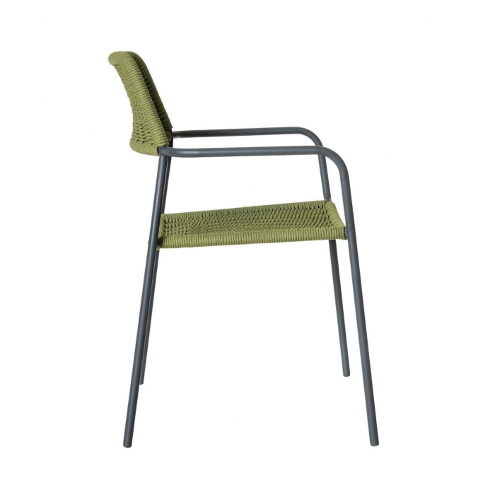 Scaun Milos Charcoal Green – design eco-minimalist cu frânghie verde, ideal pentru terase sustenabile și spații boho [2]