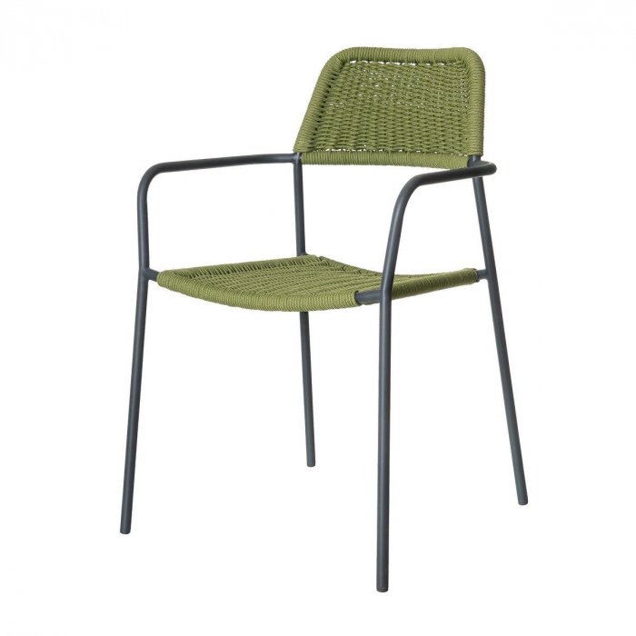 Scaun Milos Charcoal Green – design eco-minimalist cu frânghie verde, ideal pentru terase sustenabile și spații boho [5]