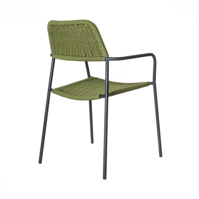 Scaun Milos Charcoal Green – design eco-minimalist cu frânghie verde, ideal pentru terase sustenabile și spații boho [3]