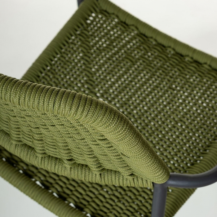 Scaun Milos Charcoal Green – design eco-minimalist cu frânghie verde, ideal pentru terase sustenabile și spații boho [8]
