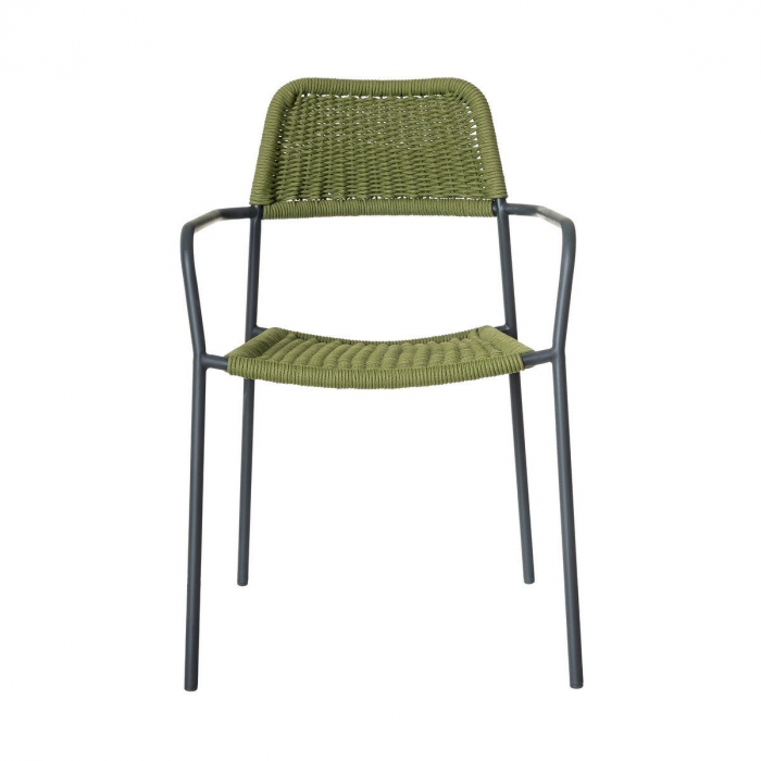 Scaun Milos Charcoal Green – design eco-minimalist cu frânghie verde, ideal pentru terase sustenabile și spații boho [4]