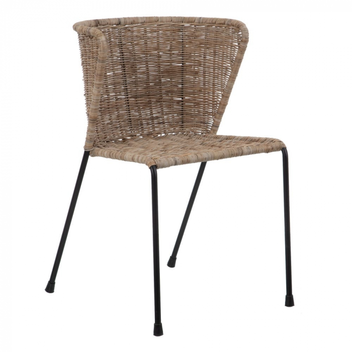 Scaun din fibră naturală cu structură metalică – design organic modern [2]