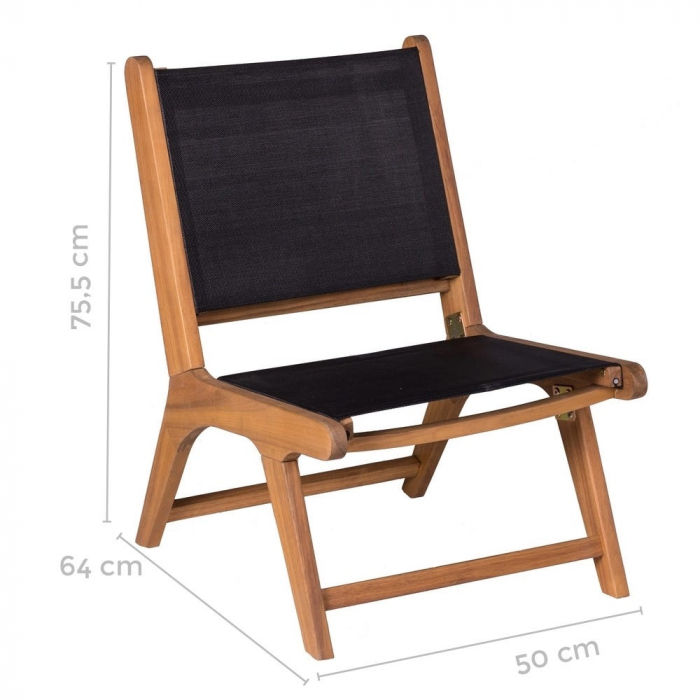 Scaun Relax Nina negru-natural din lemn acacia, contrast modern pliabil [2]