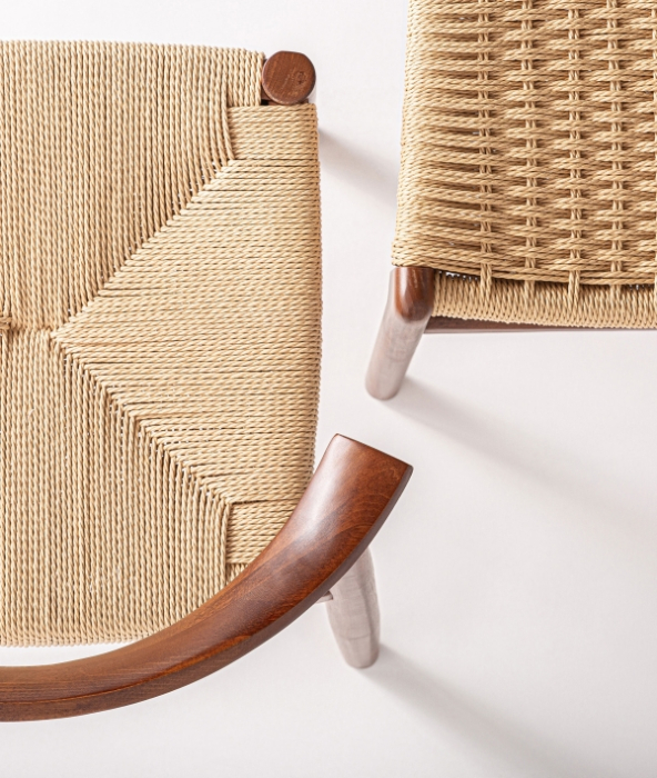 Scaun din lemn de fag maro cu șezut împletit din funie bej WHEL – scaun natural pentru dining [7]