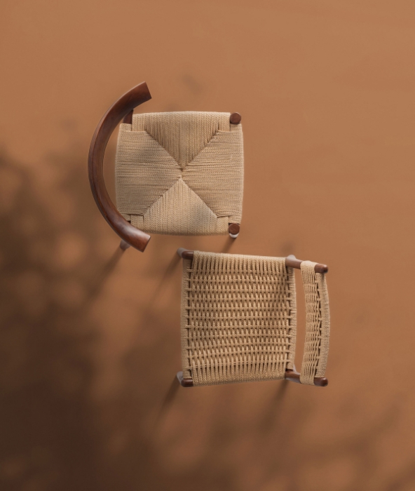 Scaun din lemn de fag maro cu șezut împletit din funie bej WHEL – scaun natural pentru dining [4]