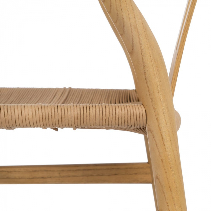 Scaun lemn ulm și ratan natural – stil scandinav japandi modern [10]