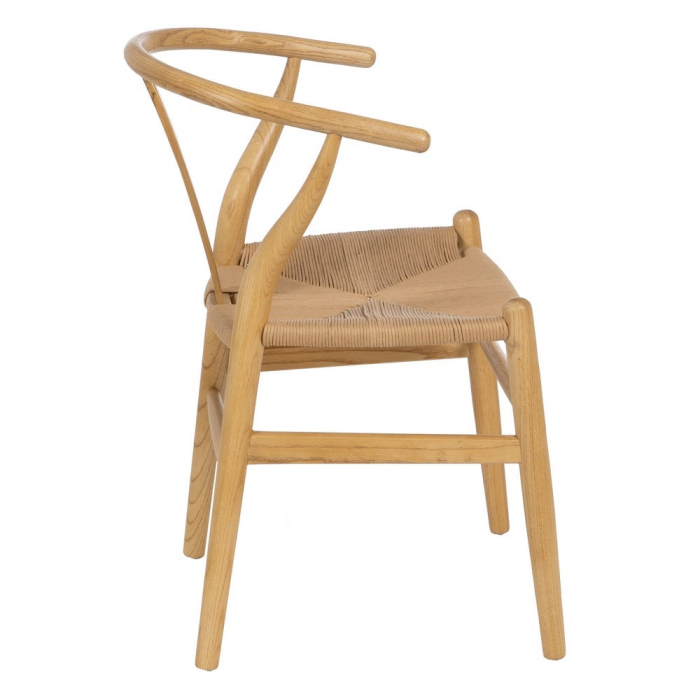 Scaun lemn ulm și ratan natural – stil scandinav japandi modern [3]
