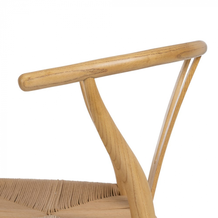 Scaun lemn ulm și ratan natural – stil scandinav japandi modern [7]