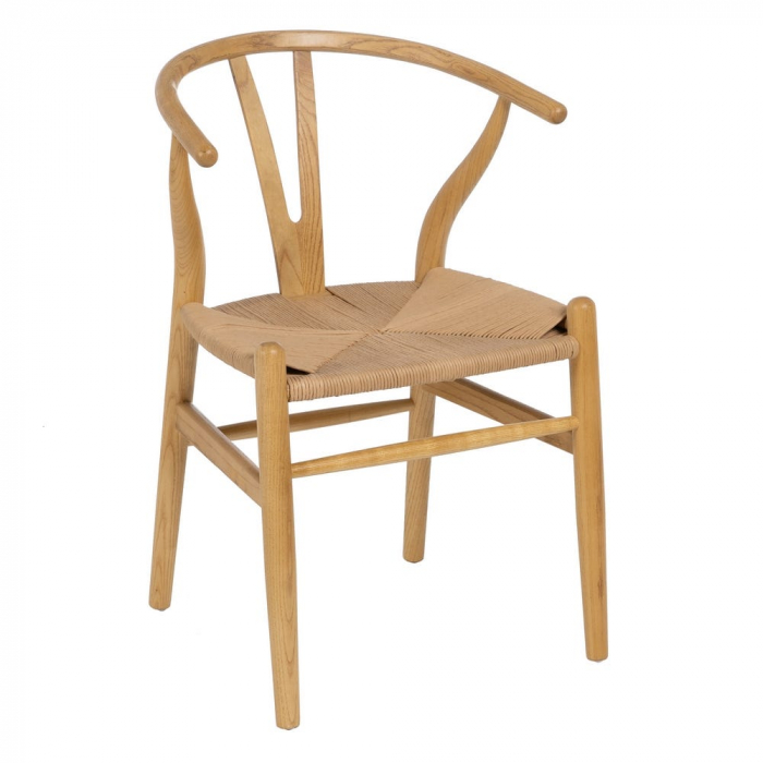 Scaun lemn ulm și ratan natural – stil scandinav japandi modern [2]