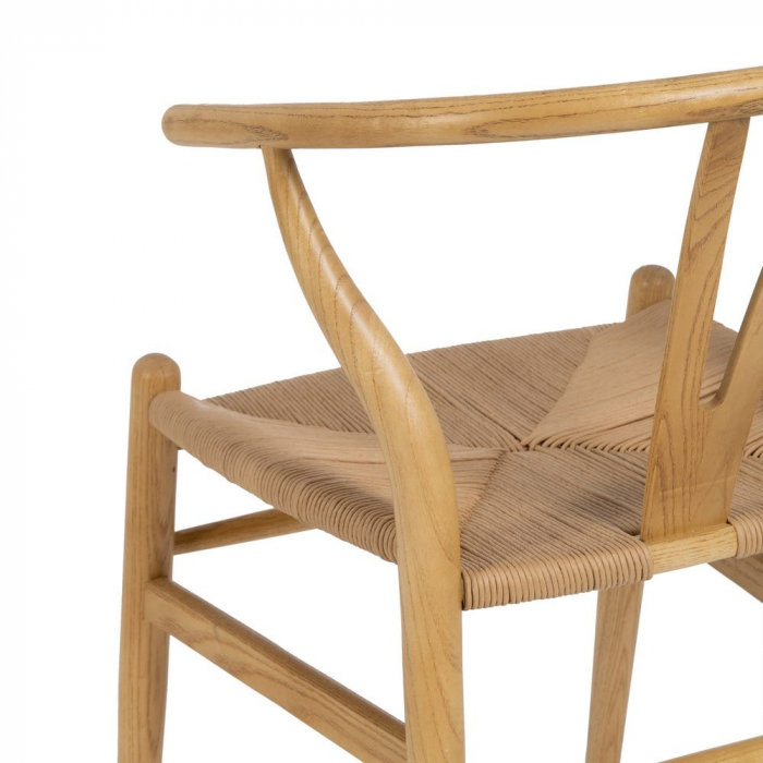 Scaun lemn ulm și ratan natural – stil scandinav japandi modern [13]