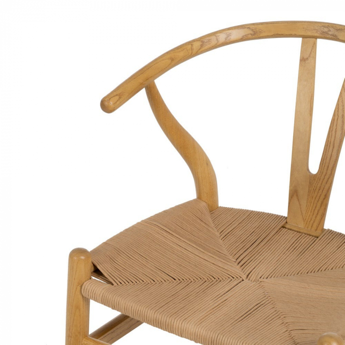 Scaun lemn ulm și ratan natural – stil scandinav japandi modern [11]